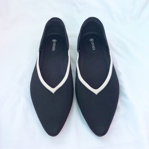 VIVAIA | NWOT POINTED-TOE V-CUT FLATS VIENNA 2.0 IN DEEP EBONY SIZE 10.5 - Picture 5 of 9